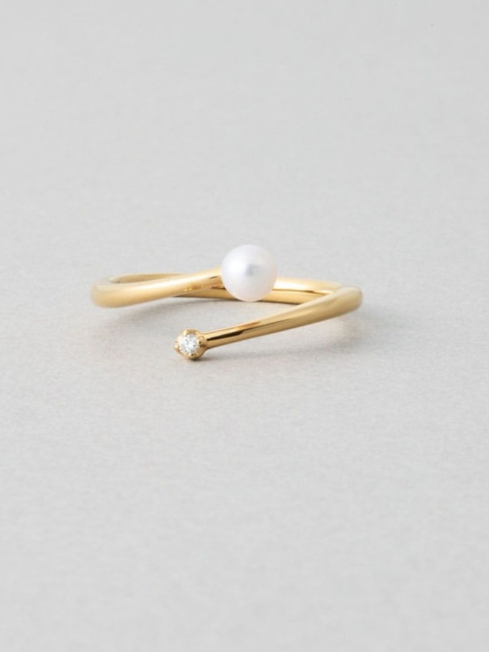 Jouete Freahwater Pearl and Diamond Accent Open Ring from Japan